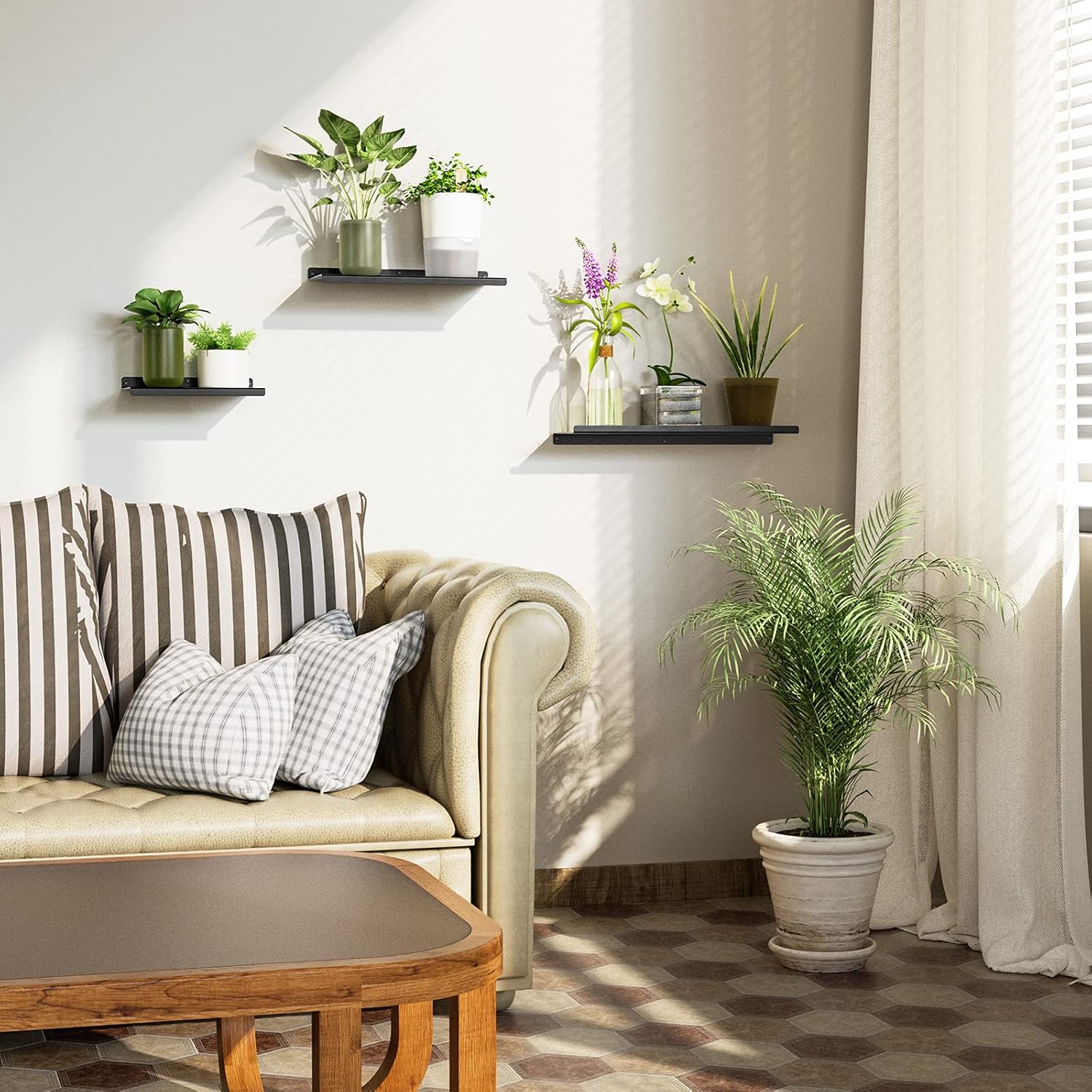 SRIWATANA Black Floating Shelves Set of 3 for Home