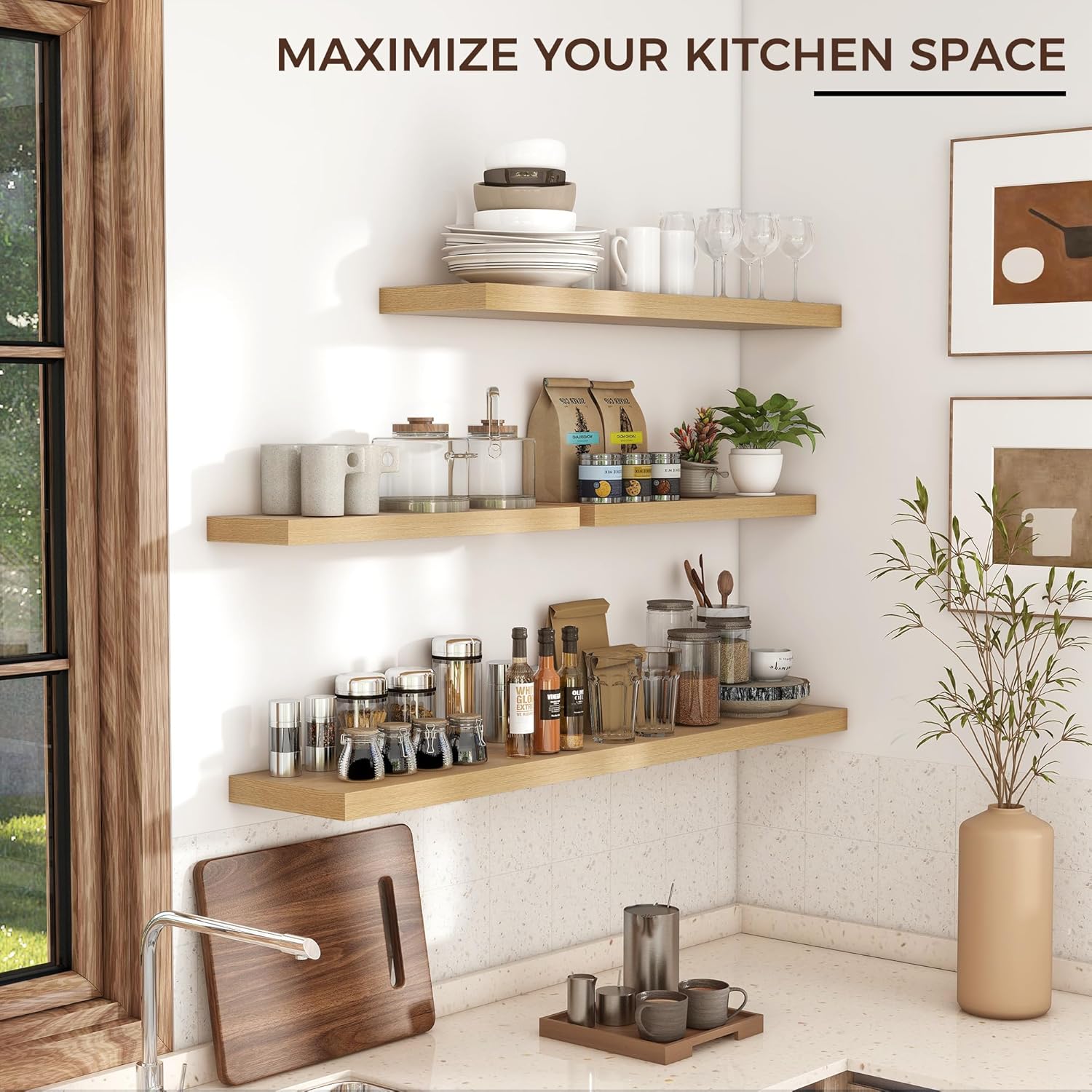 Invisible Bracket Floating Shelves 48W x 9D x 15H 1 Pack