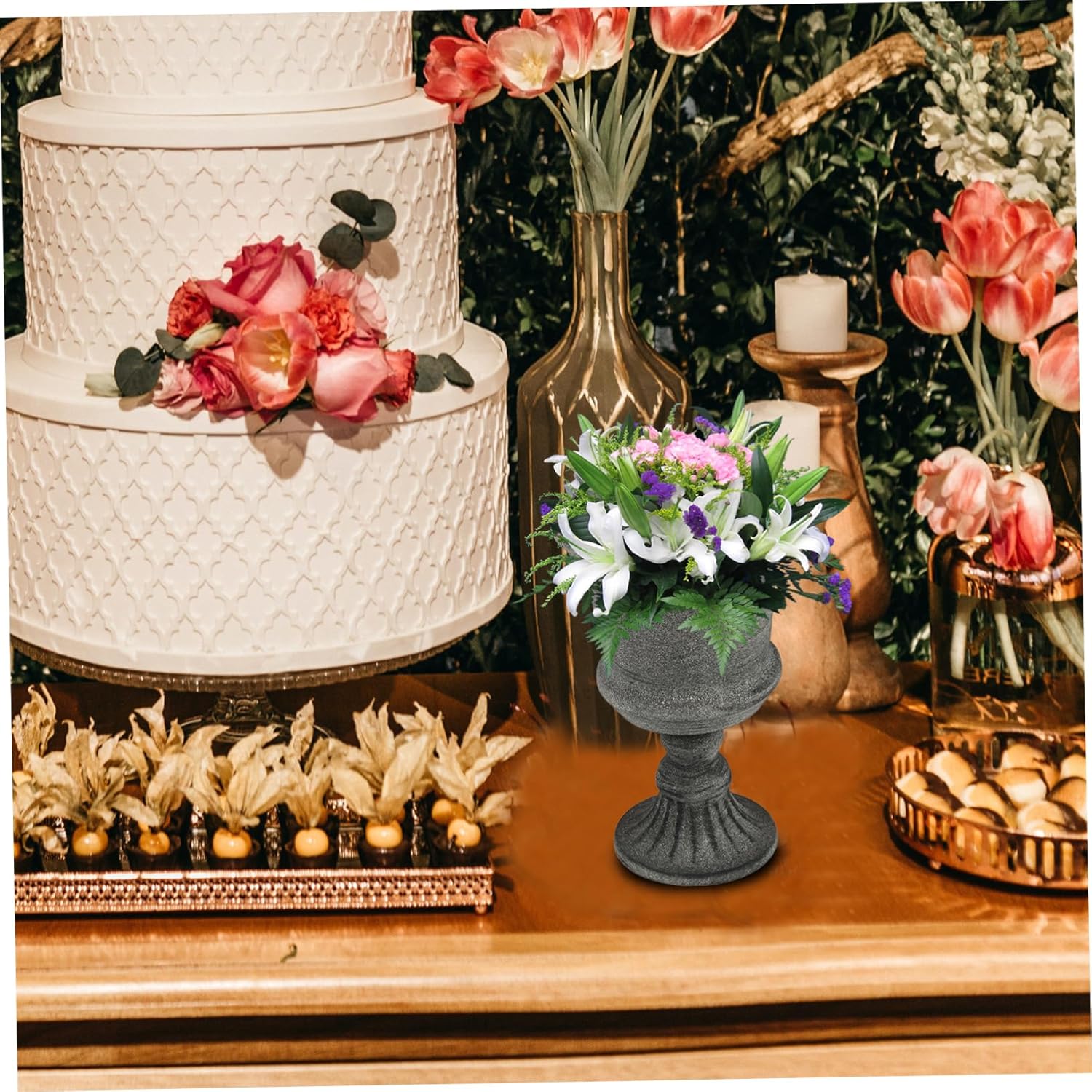 VICASKY Vintage Metal Flower Vase for Wedding Home Office Garden Decor