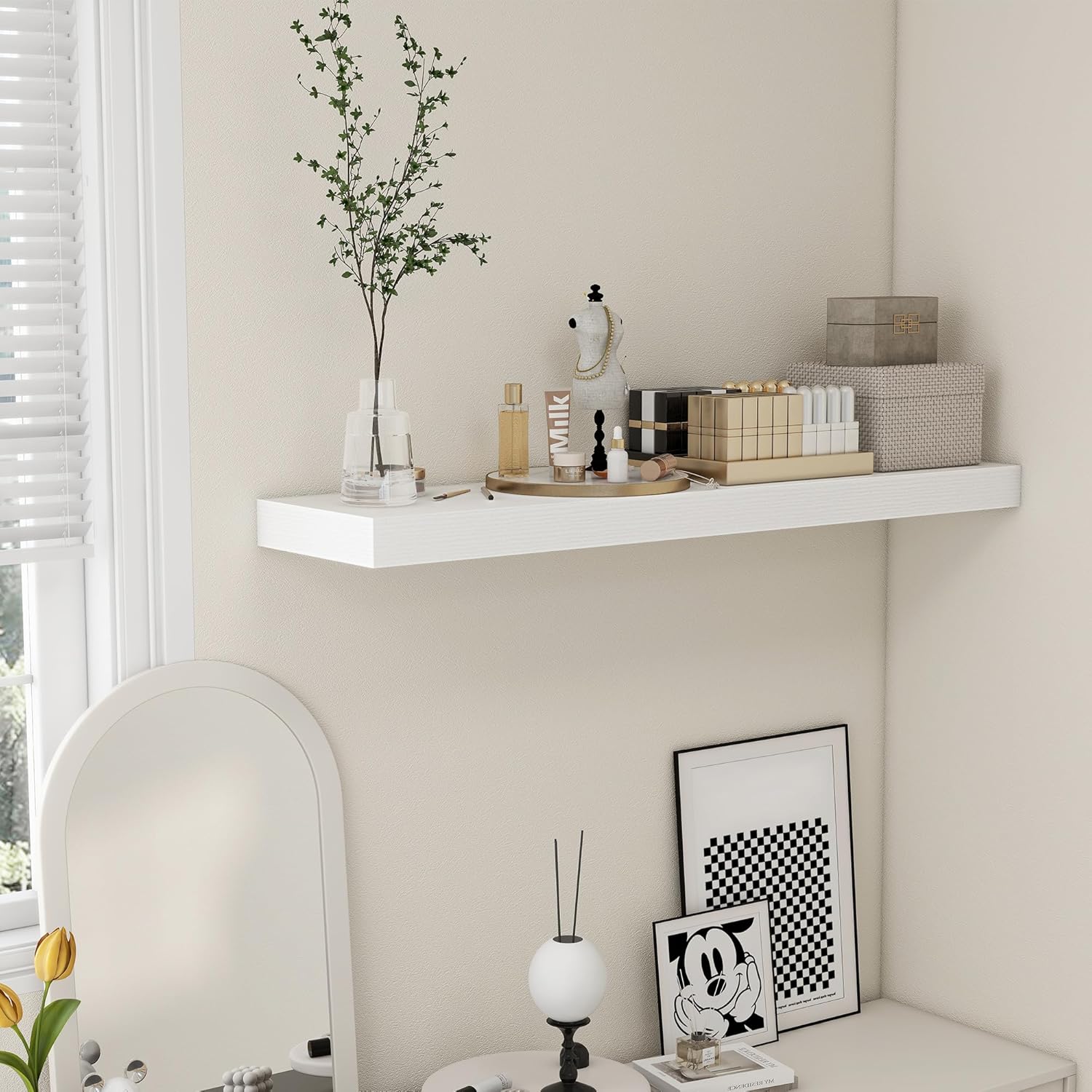 FLYJOE White Floating Shelves 48x12 Wall Set