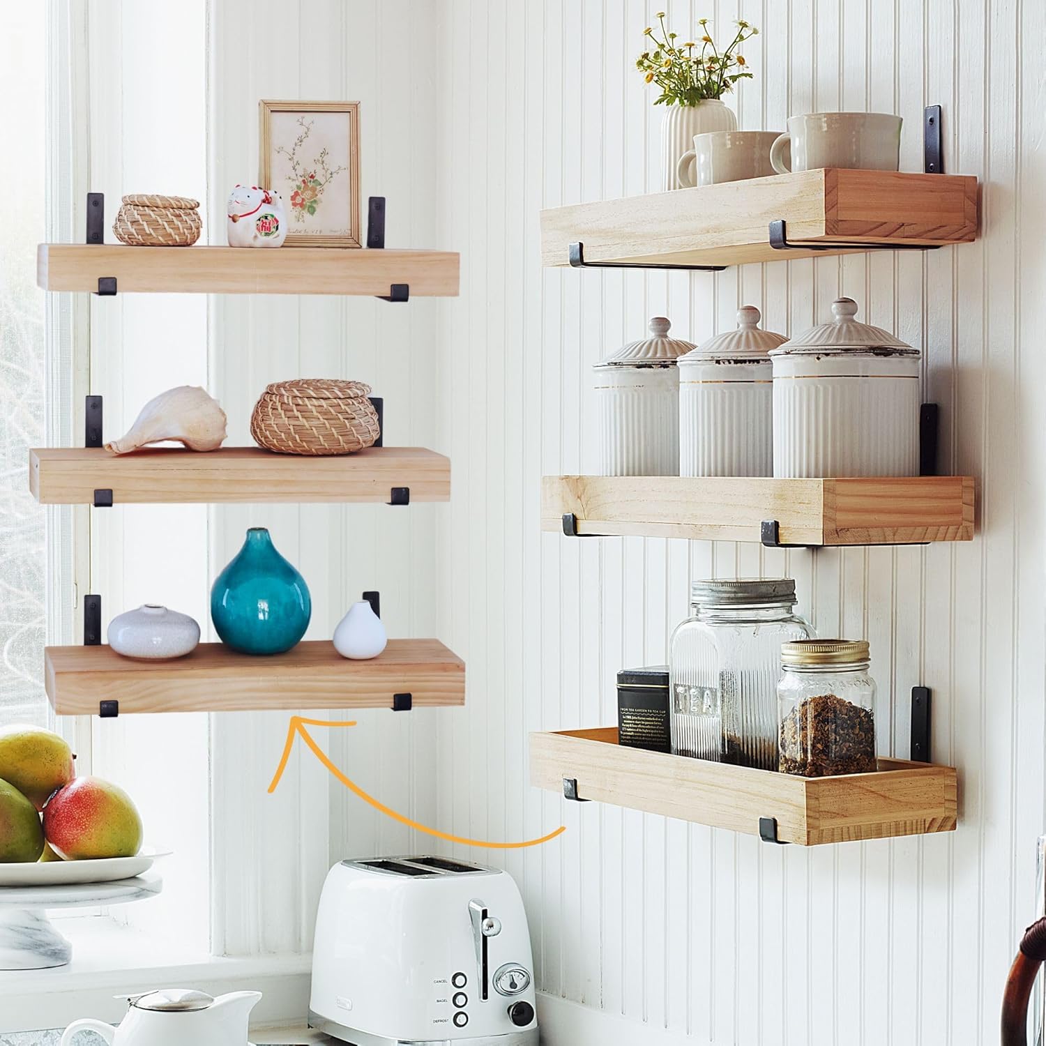 Autumn Alley 3-Tier Floating Wood Shelves Set