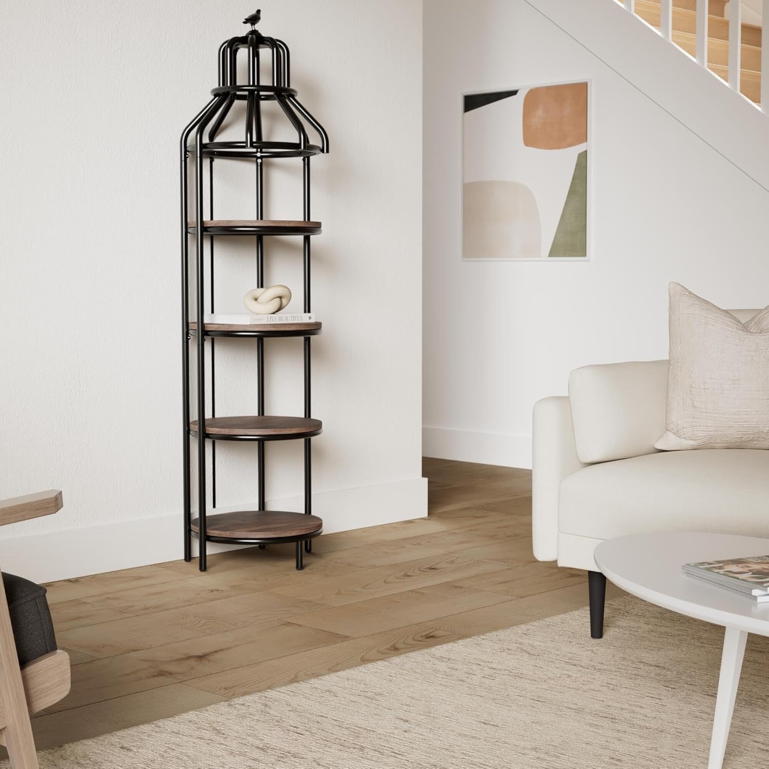 Tribesigns 4 Tier Corner Bookshelf with 4 Round Shelves