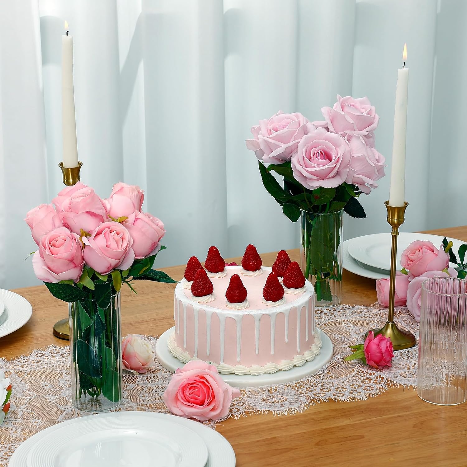 24 Pcs Clear Glass Cylinder Vases for Centerpieces and Decor