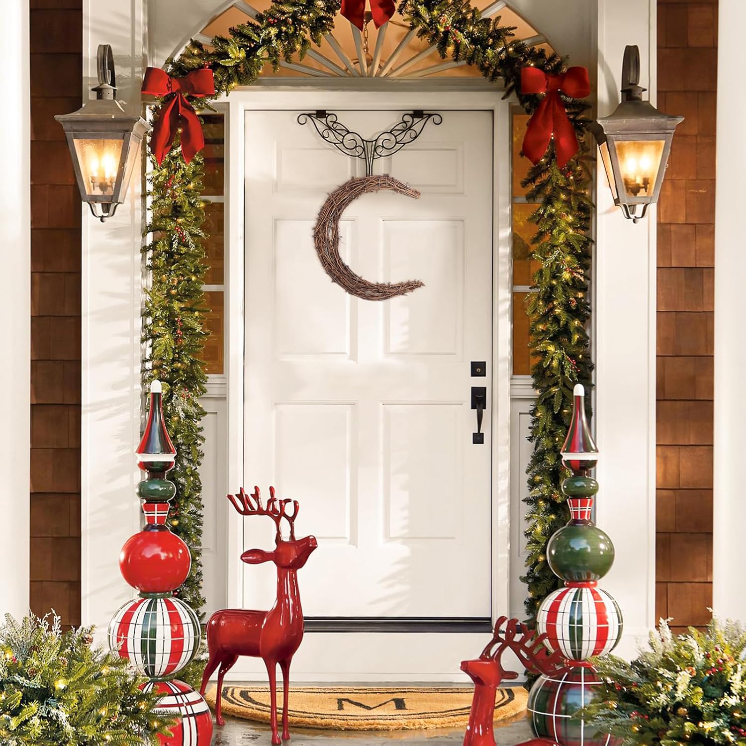 Moon Wreath 118 Inch Natural Grapevine Half Moon Christmas Decorations for DIY