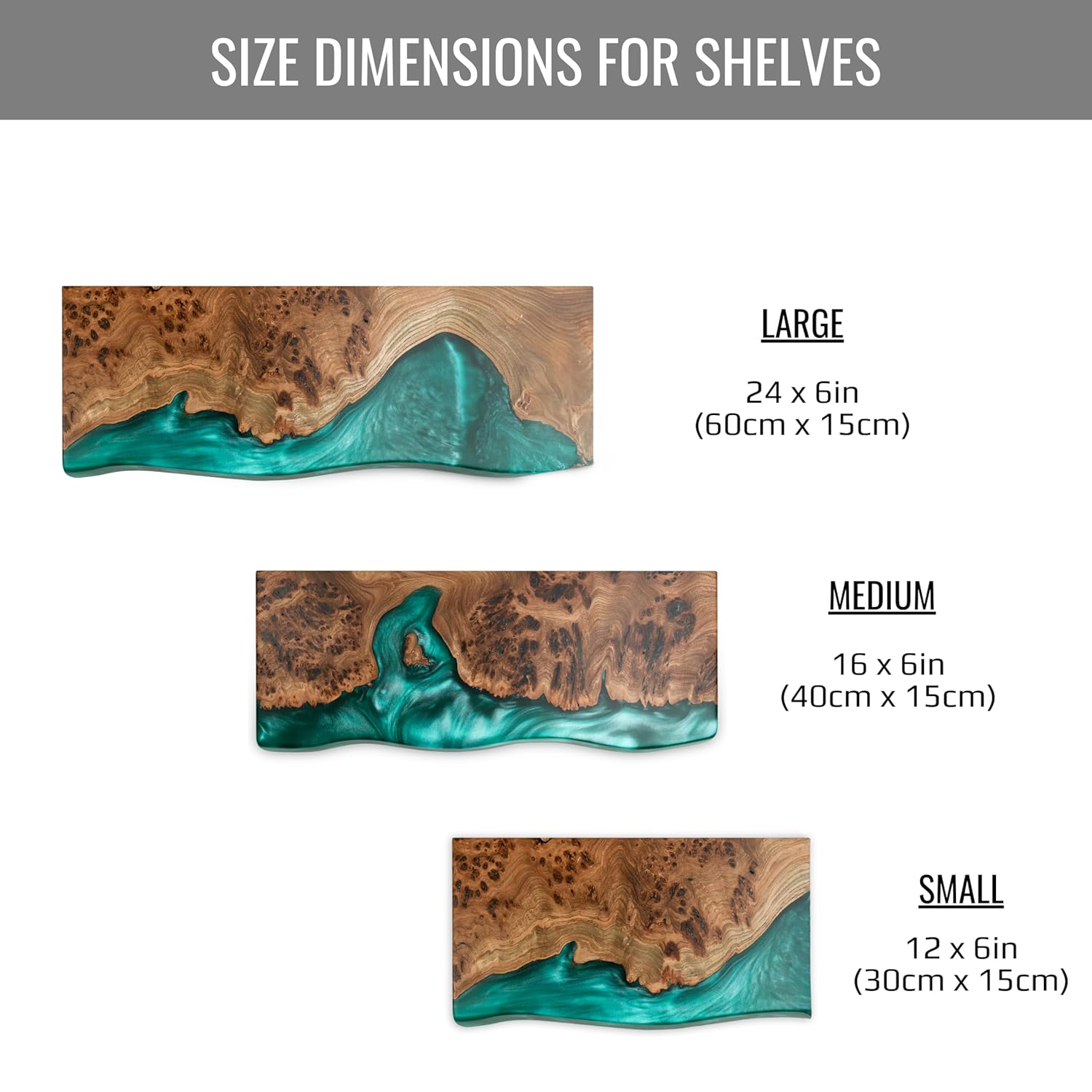 RWA Floating Shelves for Wall Decor - Epoxy Wood Design