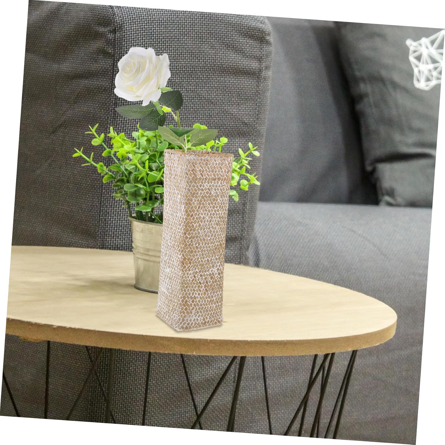 Straw Woven Flower Vase for Home Decor and Photo Props