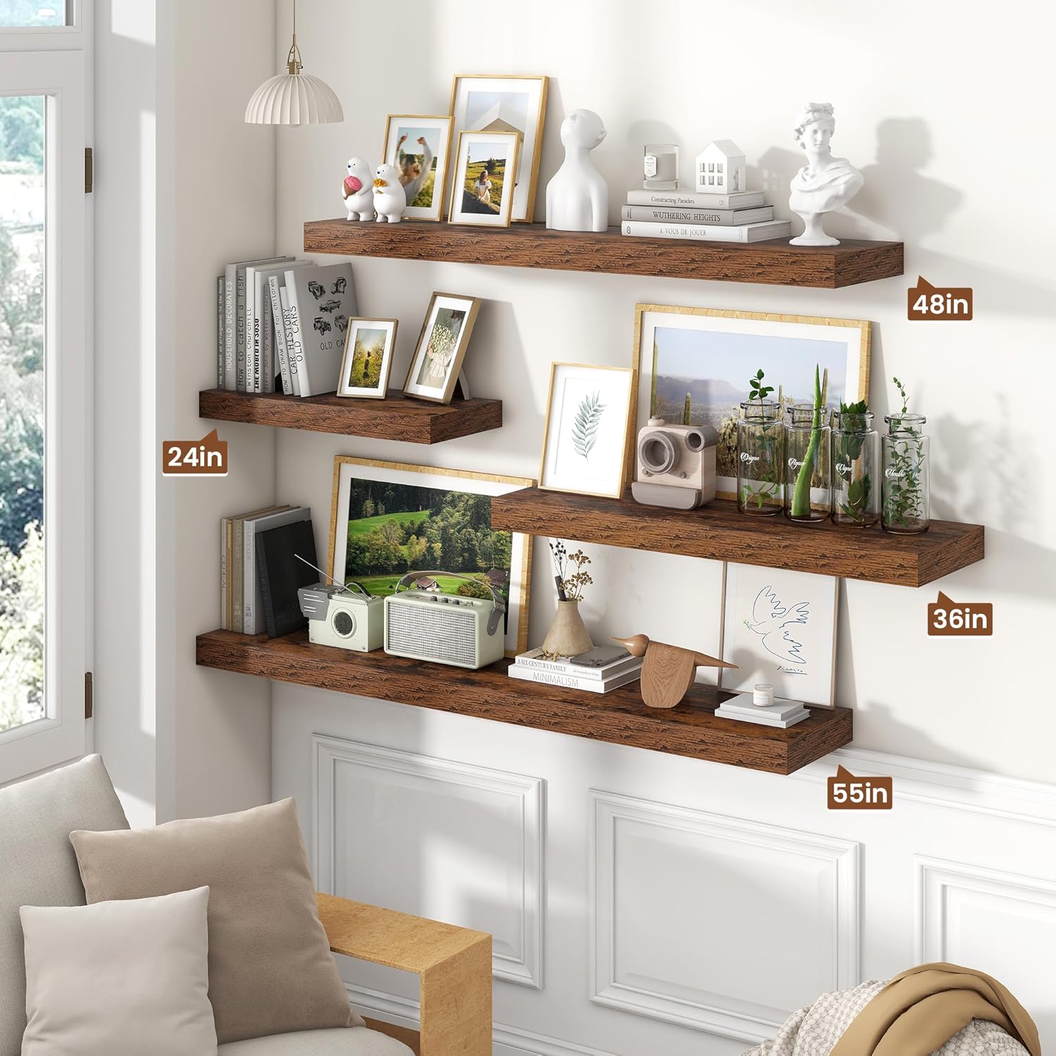 48 Inch Floating Shelves for Wall Storage and Display