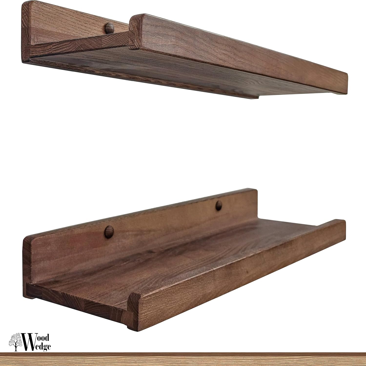 Wood Wedge Floating Shelves Set 2 16 Inch Waterproof