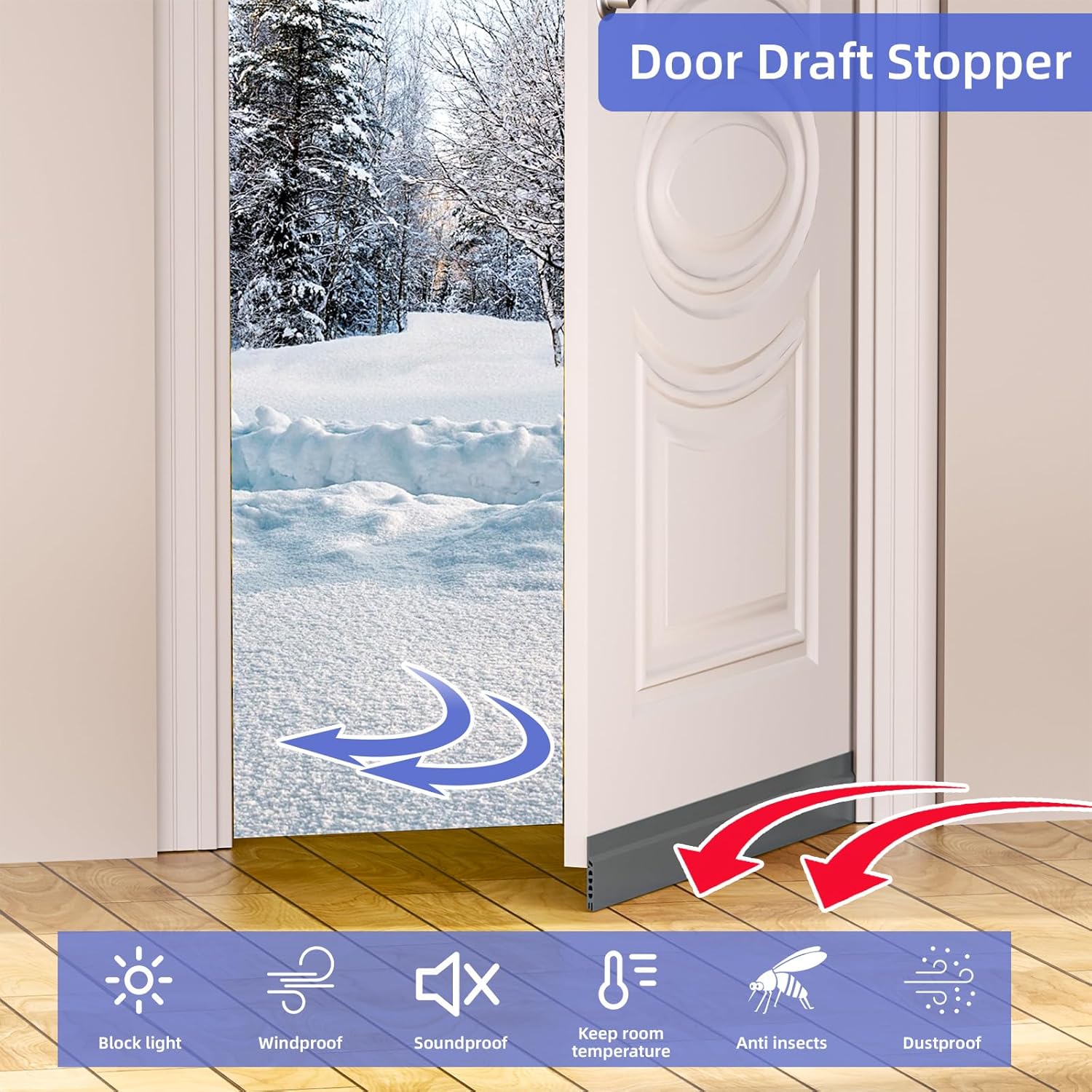Door Draft Stopper 39 Inch Grey Silicone Seal