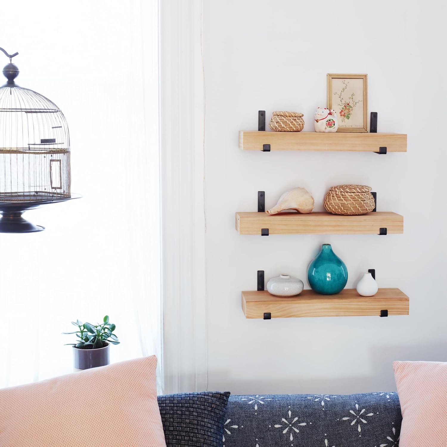Autumn Alley 3-Tier Floating Wood Shelves Set