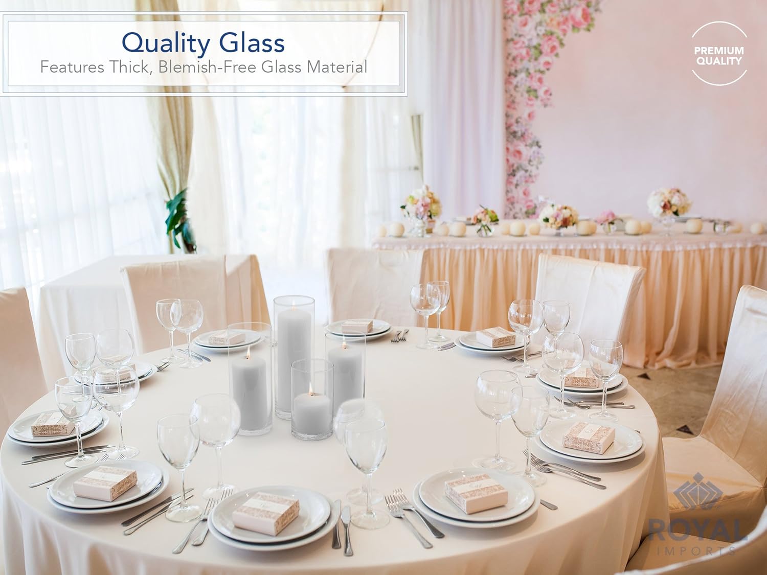 Royal Imports Glass Cylinder Vases Set of 4 - Floating Candles Wedding Home Decor