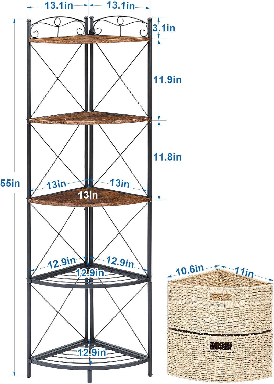 VECELO Corner Cabinet Tall Storage Shelf Display
