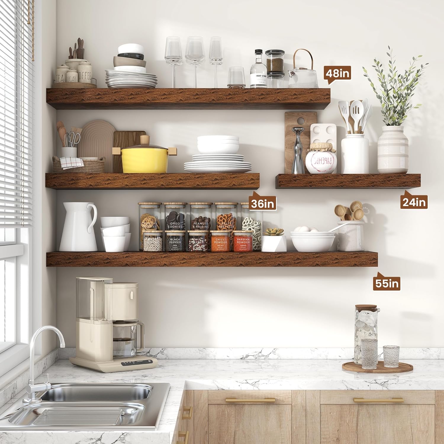 48 Inch Floating Shelves for Wall Storage and Display