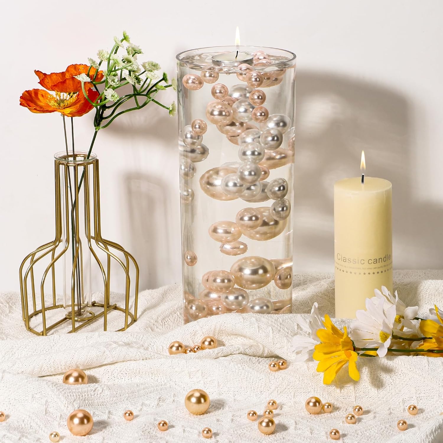 Suream Acrylic Hurricane Vases 3 Pack Floating Candle Holder