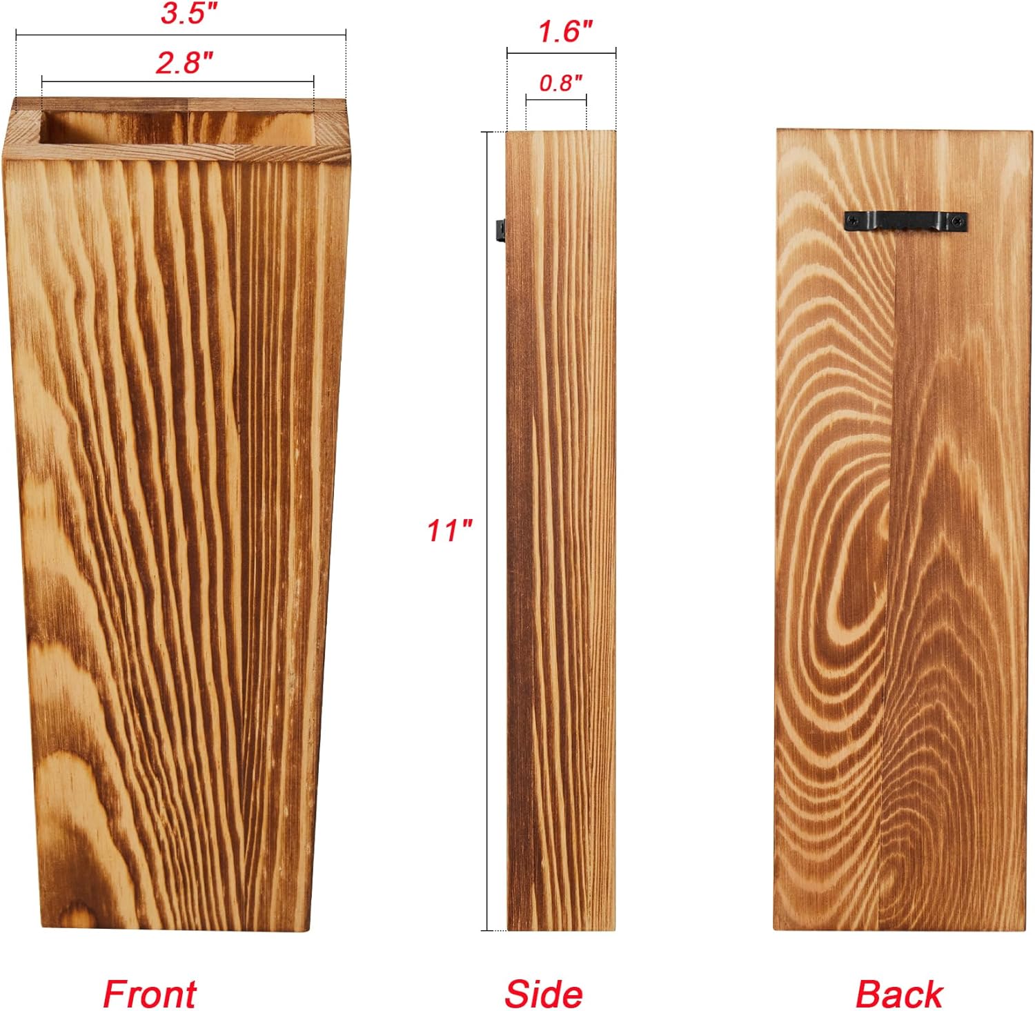 2 Pack Wood Wall Planters - Modern Farmhouse Decor for Home Office and Living Room