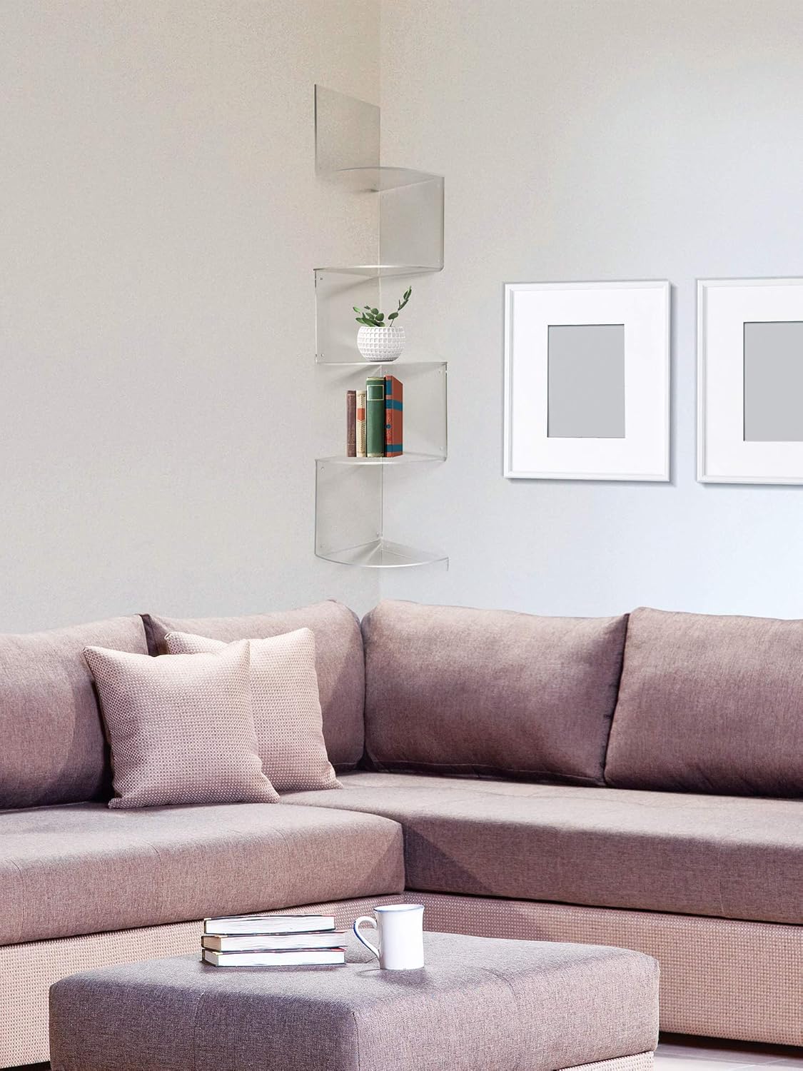 Jetec 5 Tier Corner Shelf Wall Mount Clear Storage Organizer