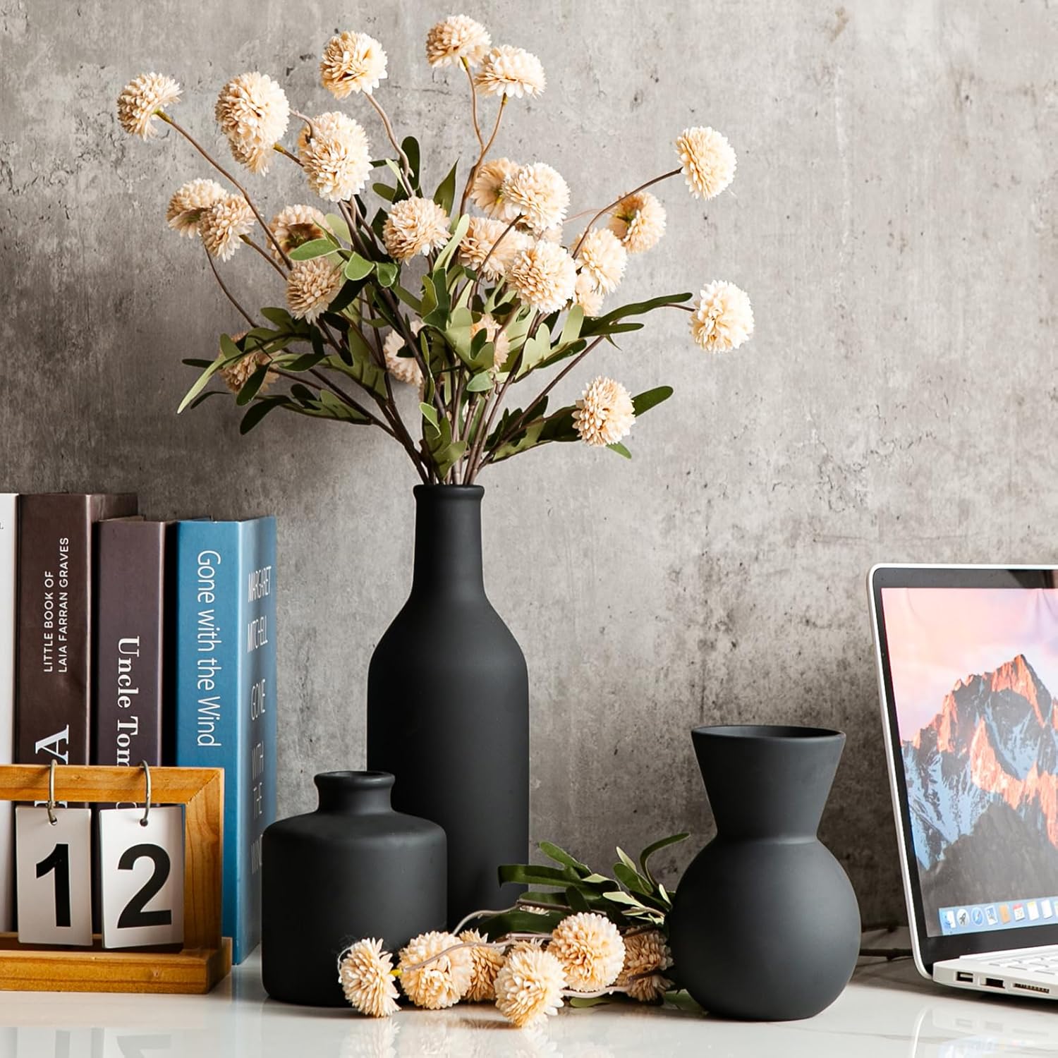 Modern Ceramic Flower Vase Set - 3pcs Table Centerpiece