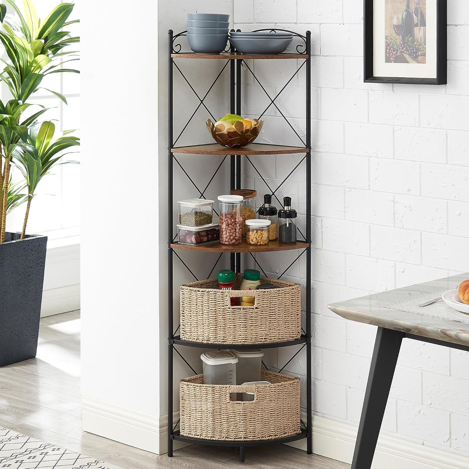 VECELO Corner Cabinet Tall Storage Shelf Display