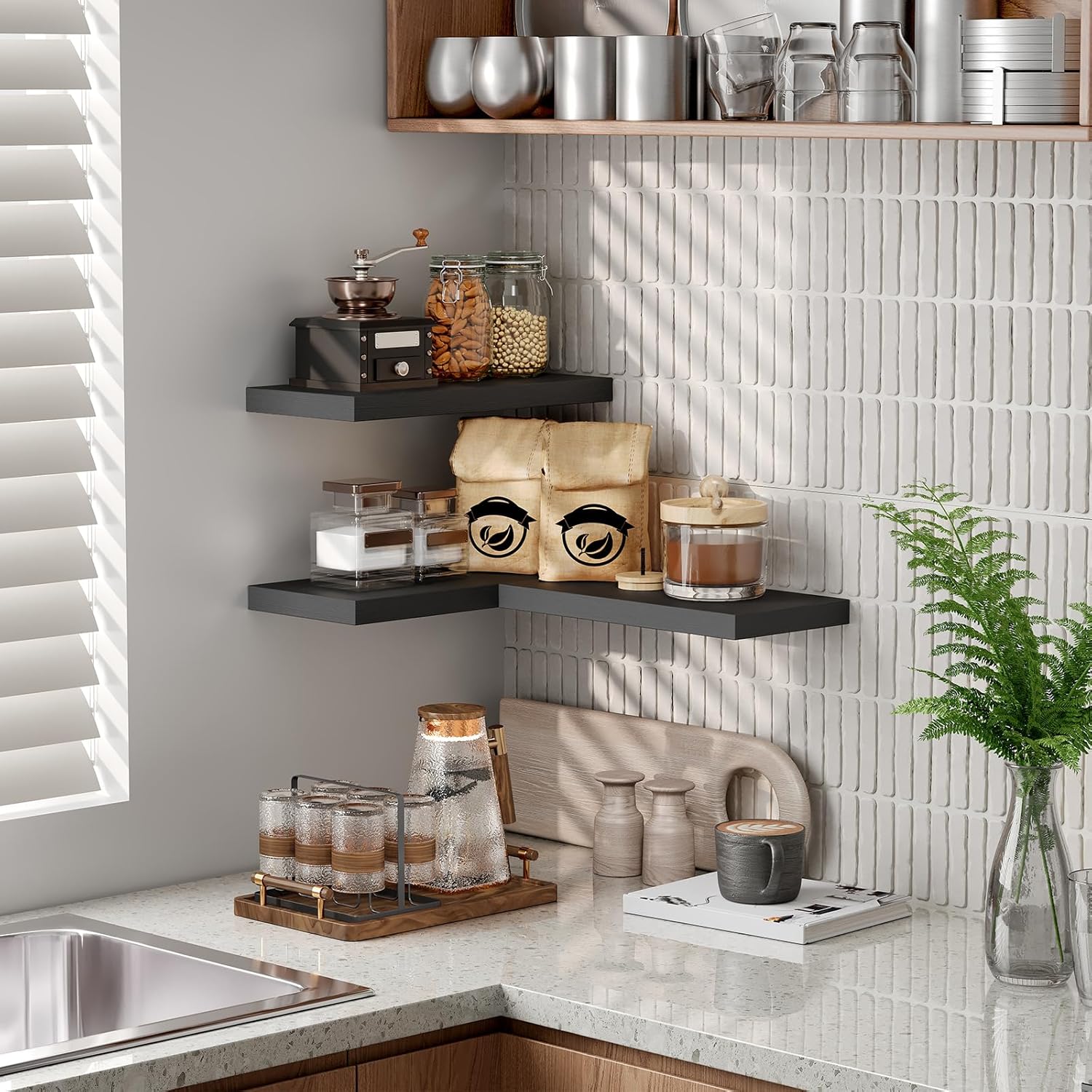 RALGEND Floating Wall Shelf Set of 3 Black
