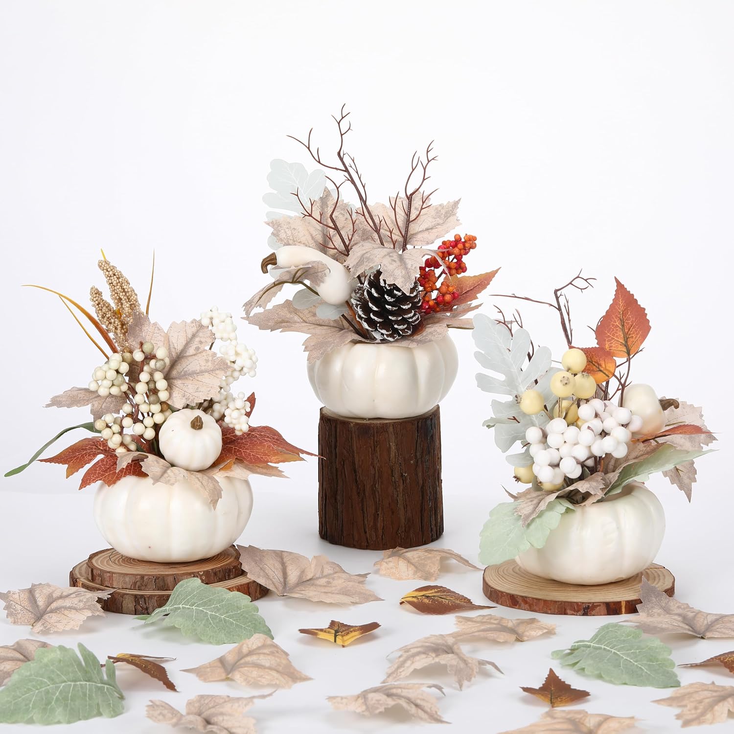 3 Pcs 9 Inch Artificial Pumpkins Fall Decor Centerpieces