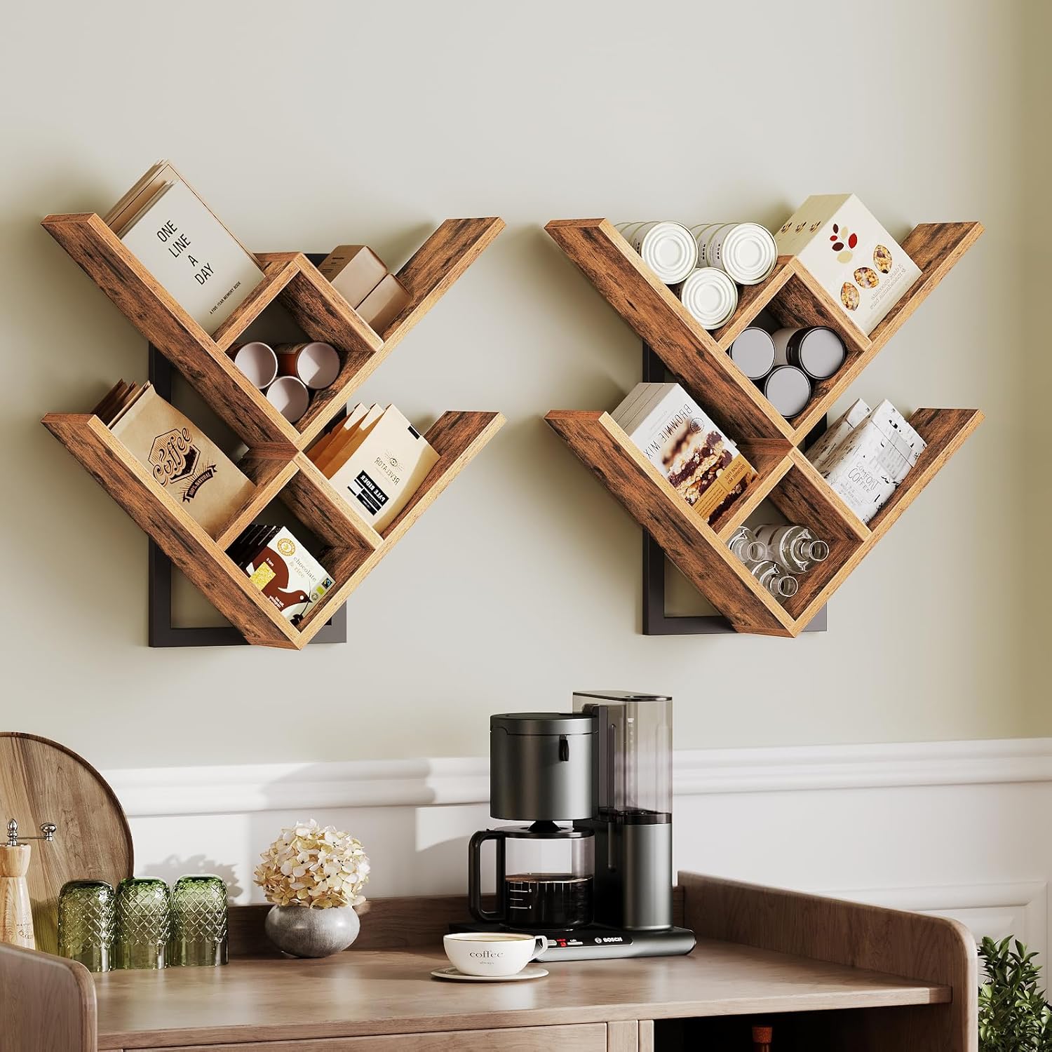 HOOBRO 2-Tier Floating Wall Shelves Set