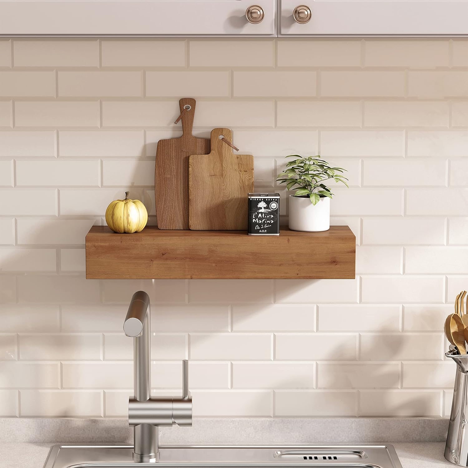 Wall Floating Shelves Rustic Wood Handmade - 17 Inch 2 Pack