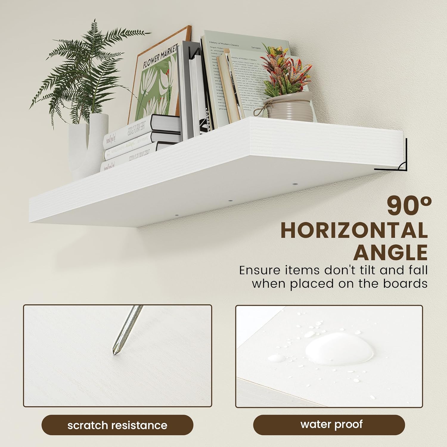 FLYJOE White Floating Shelves 48x12 Wall Set