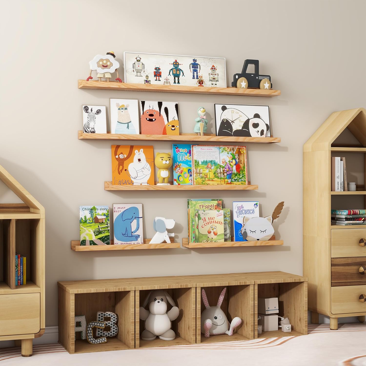 Floating Picture Ledge Shelves Set of 2 Solid Oak