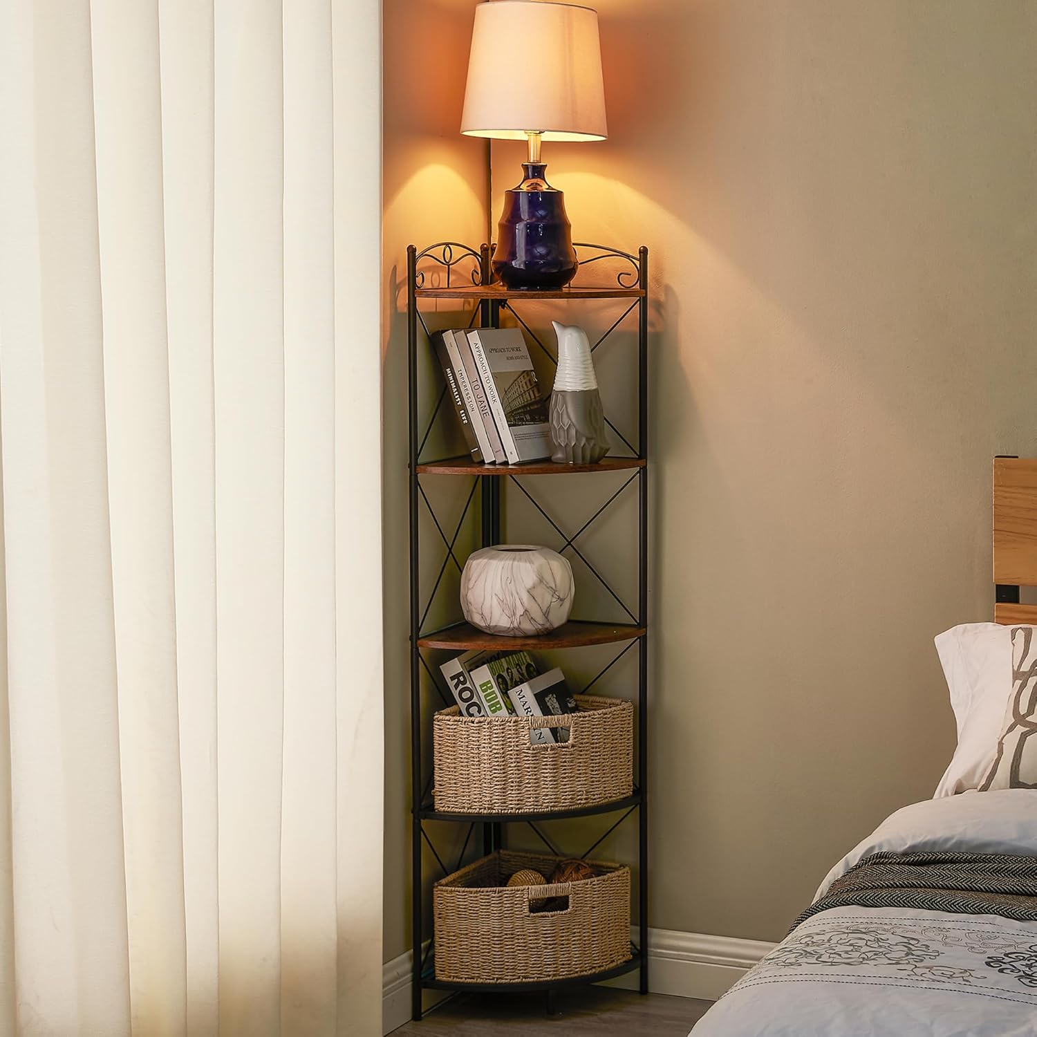 VECELO Corner Cabinet Tall Storage Shelf Display