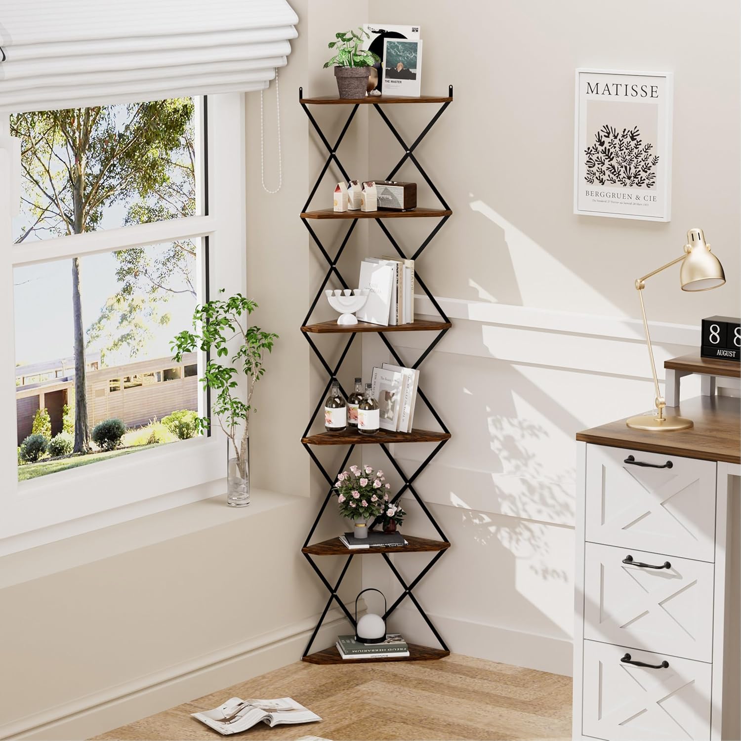 IRCPEN 6 Tier Wall Mounted Corner Shelf Stand