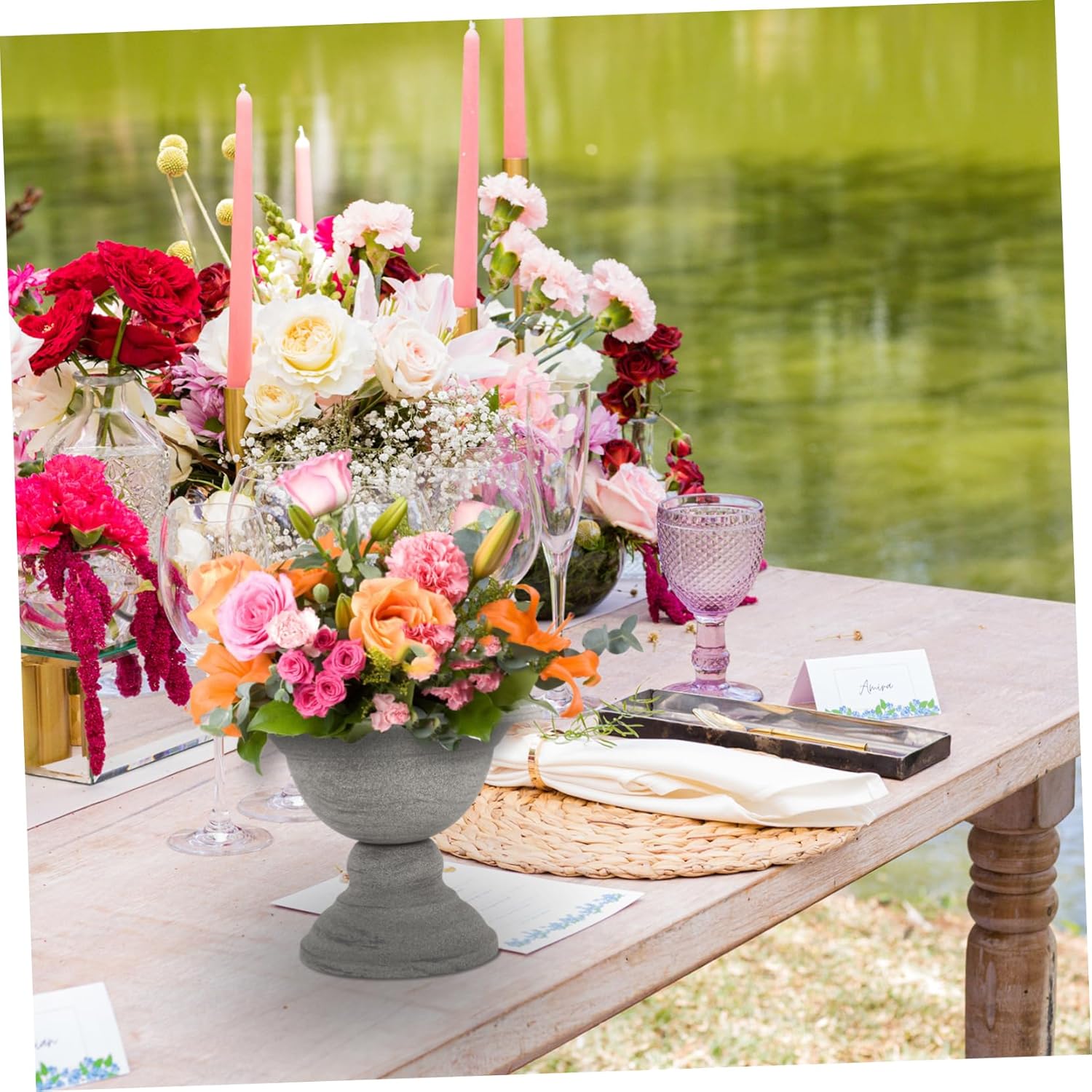 POPETPOP Vintage Metal Flower Vase for Dried and Fresh Flowers