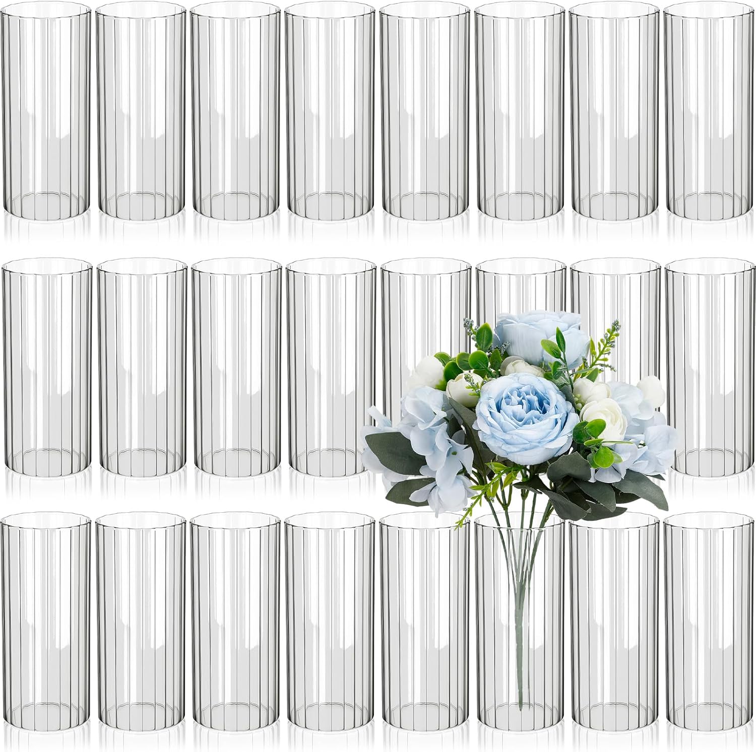 24 Pcs Clear Glass Cylinder Vases for Centerpieces and Decor