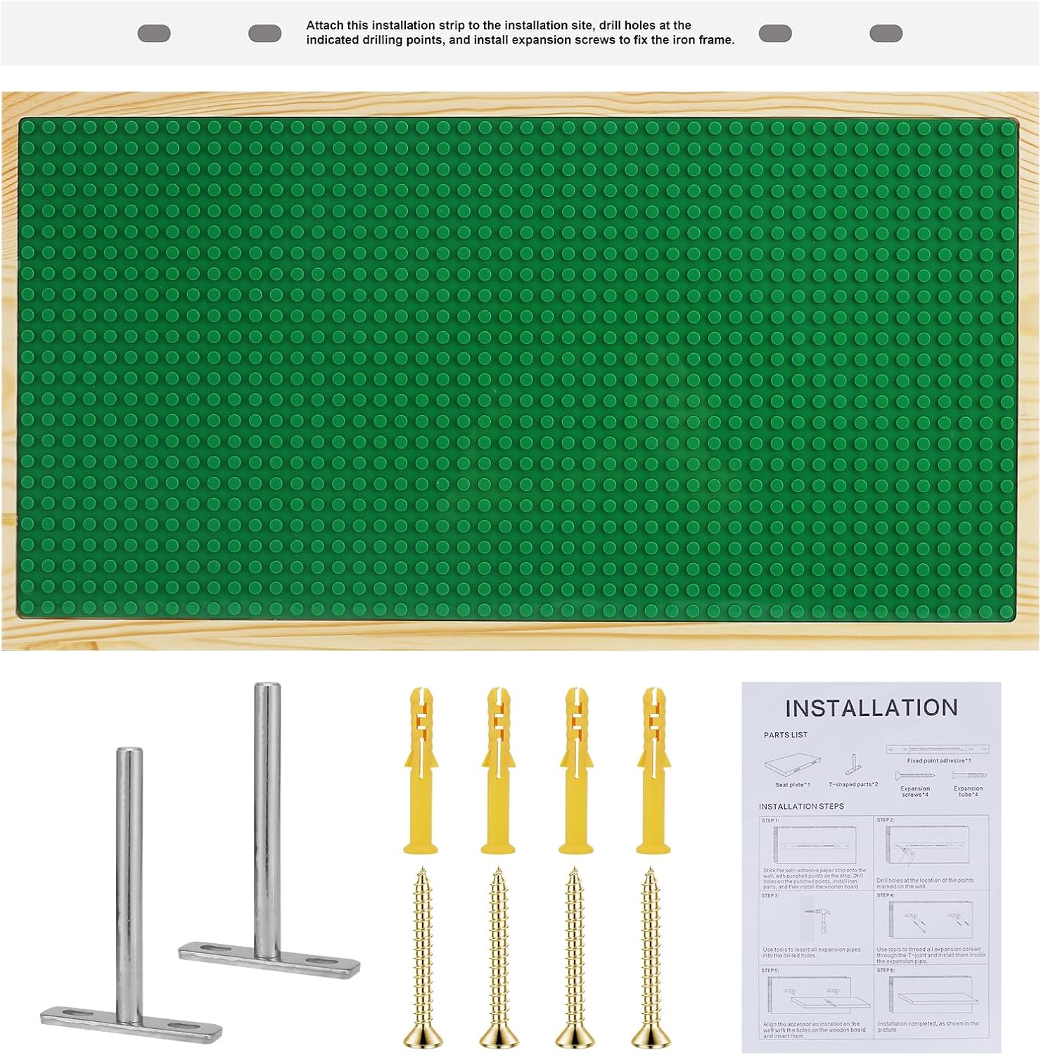 Vivise Display Shelves for Building Bricks 48x24 Wood Wall Mount