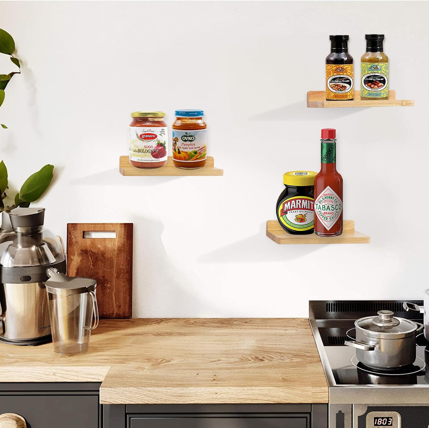 Small Floating Shelves Set of 3 5x85 Inch Wood Wall Decor