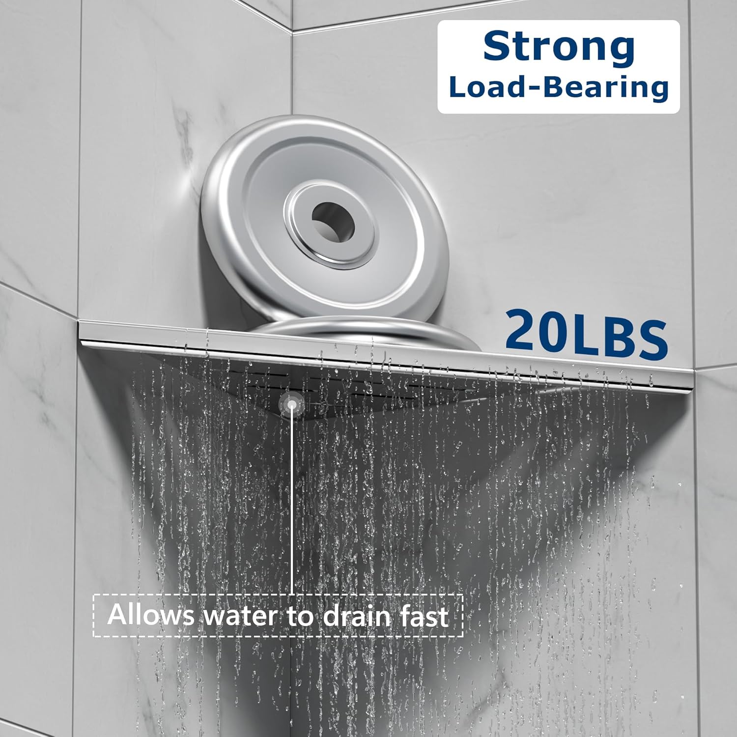 Neodrain 10 Inch Brushed Steel Corner Shelf Set of 2 No Drilling