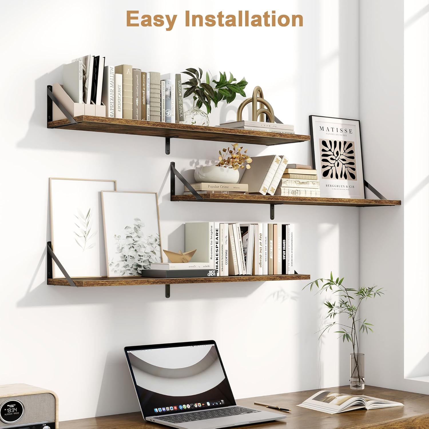Fun Memories 3 Piece 40 Inch Floating Bookshelf Set