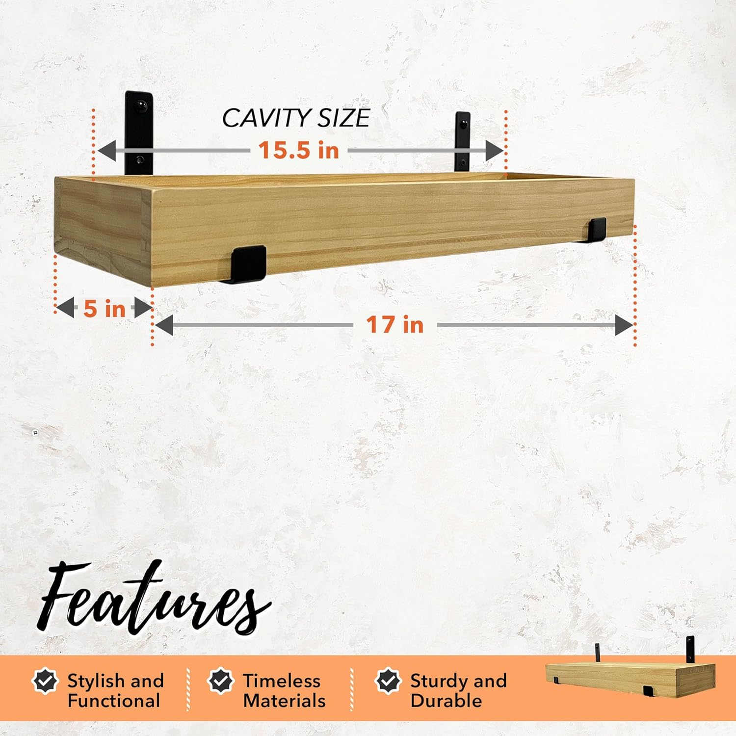 Autumn Alley 3-Tier Floating Wood Shelves Set