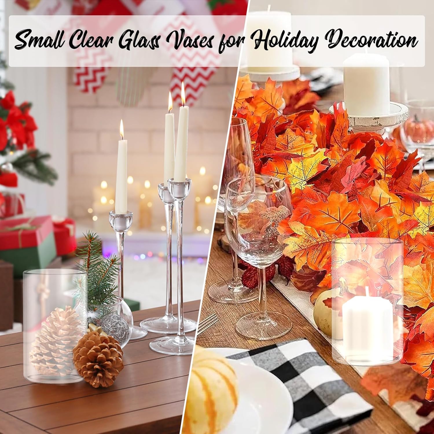 12pcs Clear Glass Cylinder Vases for Centerpieces and Decorations