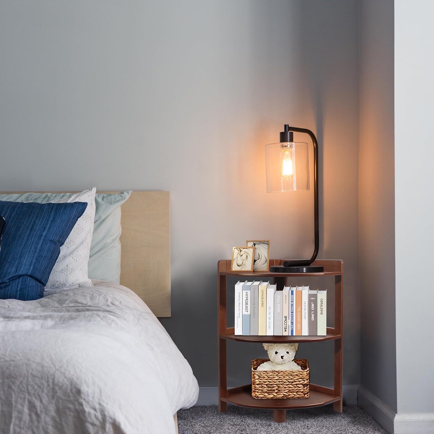 3 Tier Bamboo Corner Bookshelf with Storage