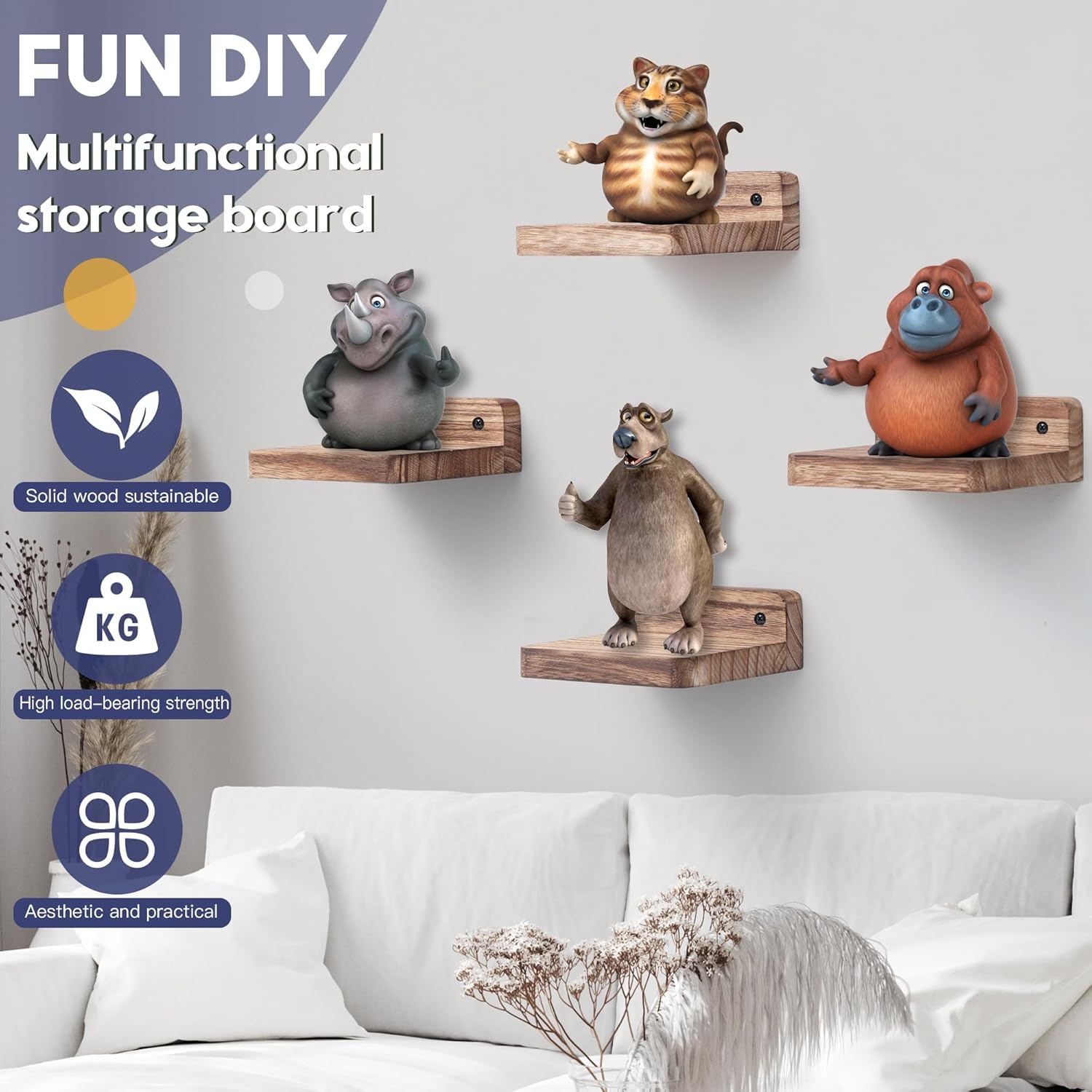 NIUBEST Small Floating Shelf 4x4 Inch Wall Display Ledges