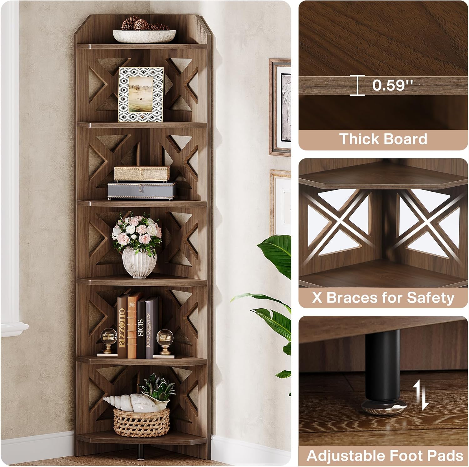 Tribesigns 708 Inch Corner Shelf Bookcase