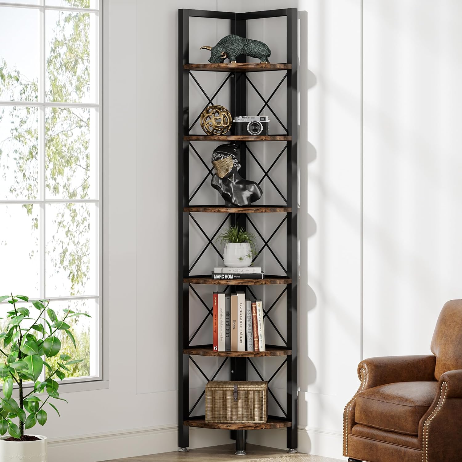 Tribesigns 6 Tier Corner Shelf for Small Spaces