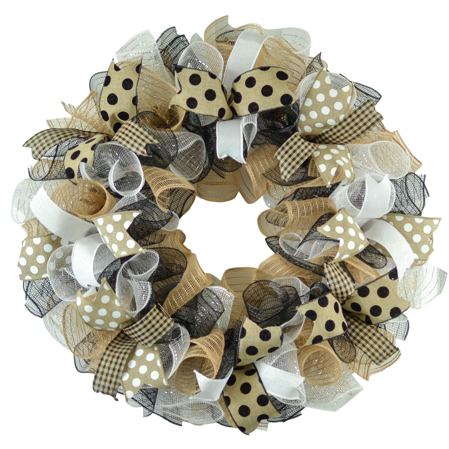 Front Door Welcome Wreath - Mothers Day Gift - Black Jute White