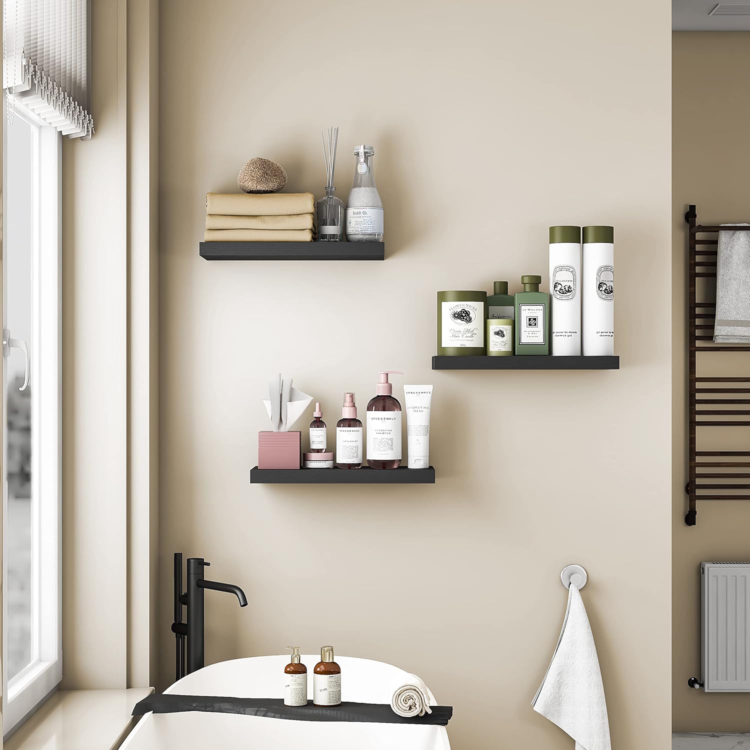 GREENDEW Floating Shelves Invisible Wall Mounted Set of 2 Black