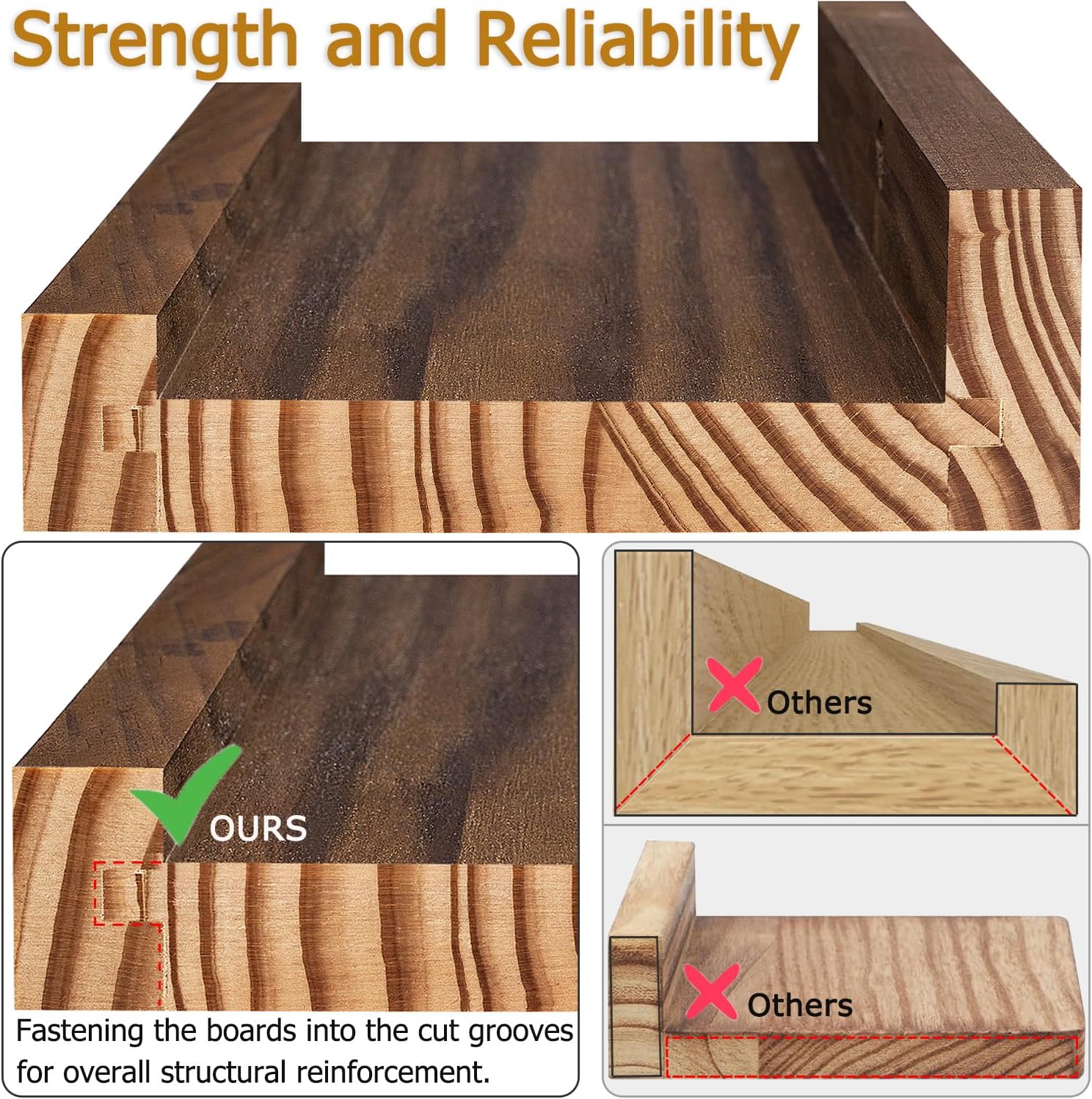 DECKALY Floating Shelves 16 Inch 4 Pack for Home Decor