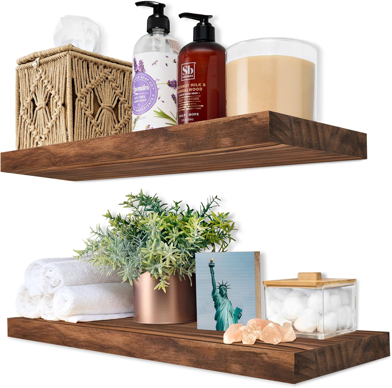 Sorbus Solid Wood Floating Shelves Set of 2