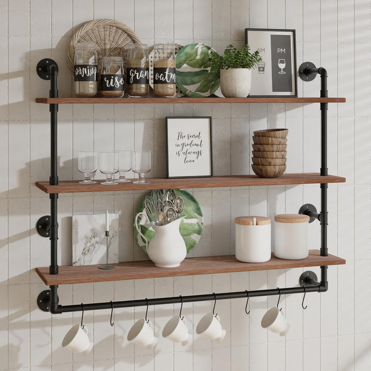 ROGMARS 3 Tier Floating Shelves with Wood