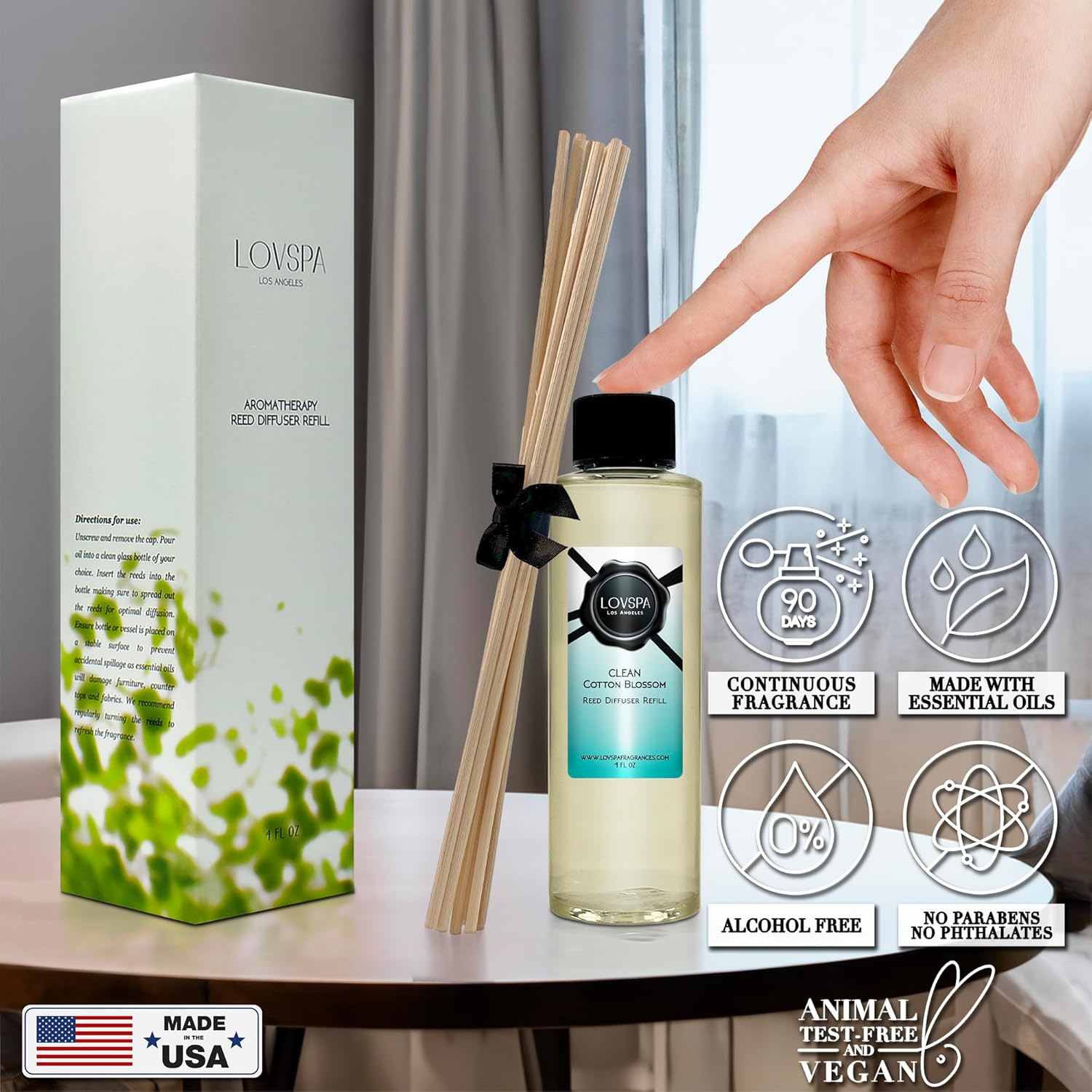 LOVSPA Cotton Blossom Reed Diffuser Oil Refill with Sticks