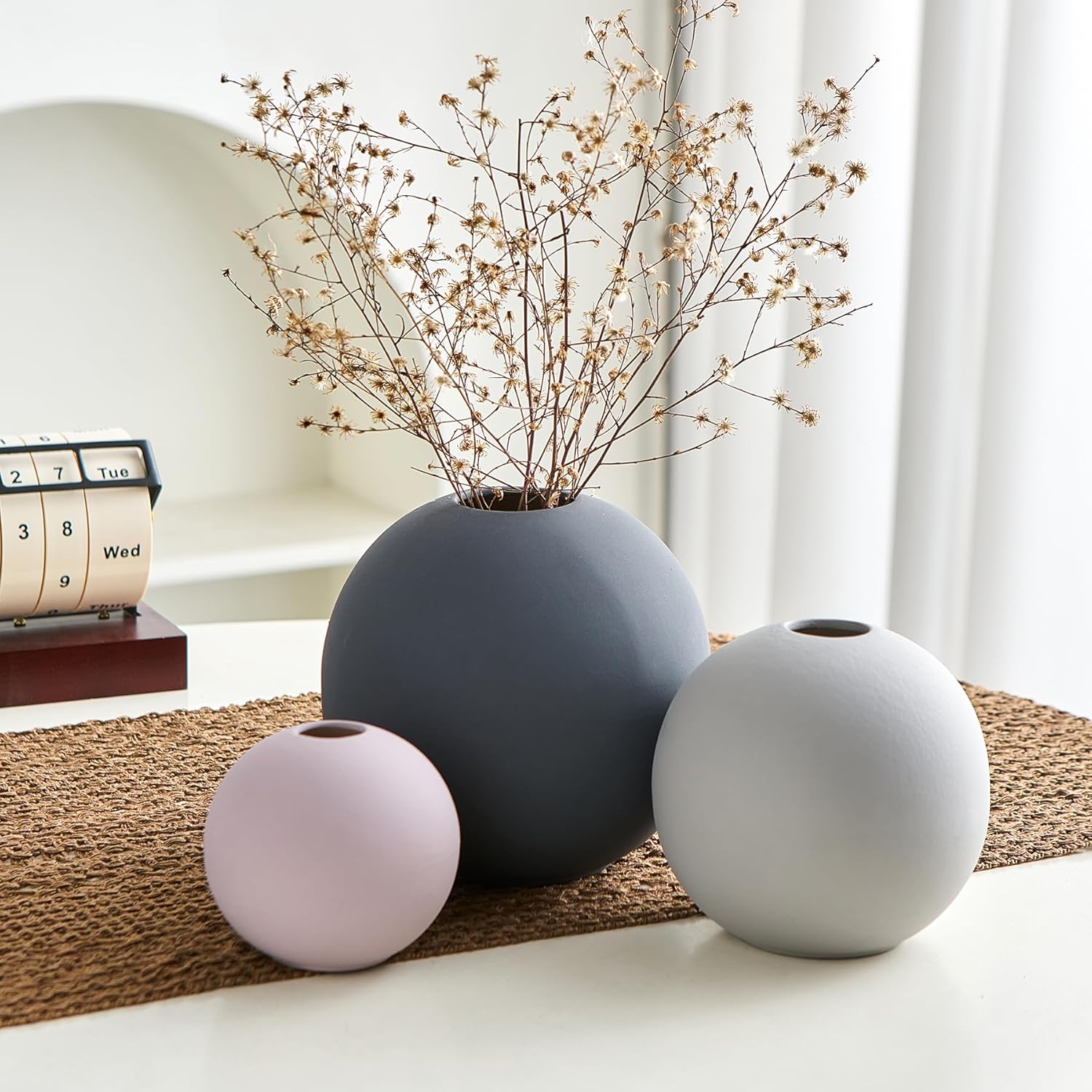 Ceramic Vase Set of 3 Multicolor Rustic Farmhouse Decor