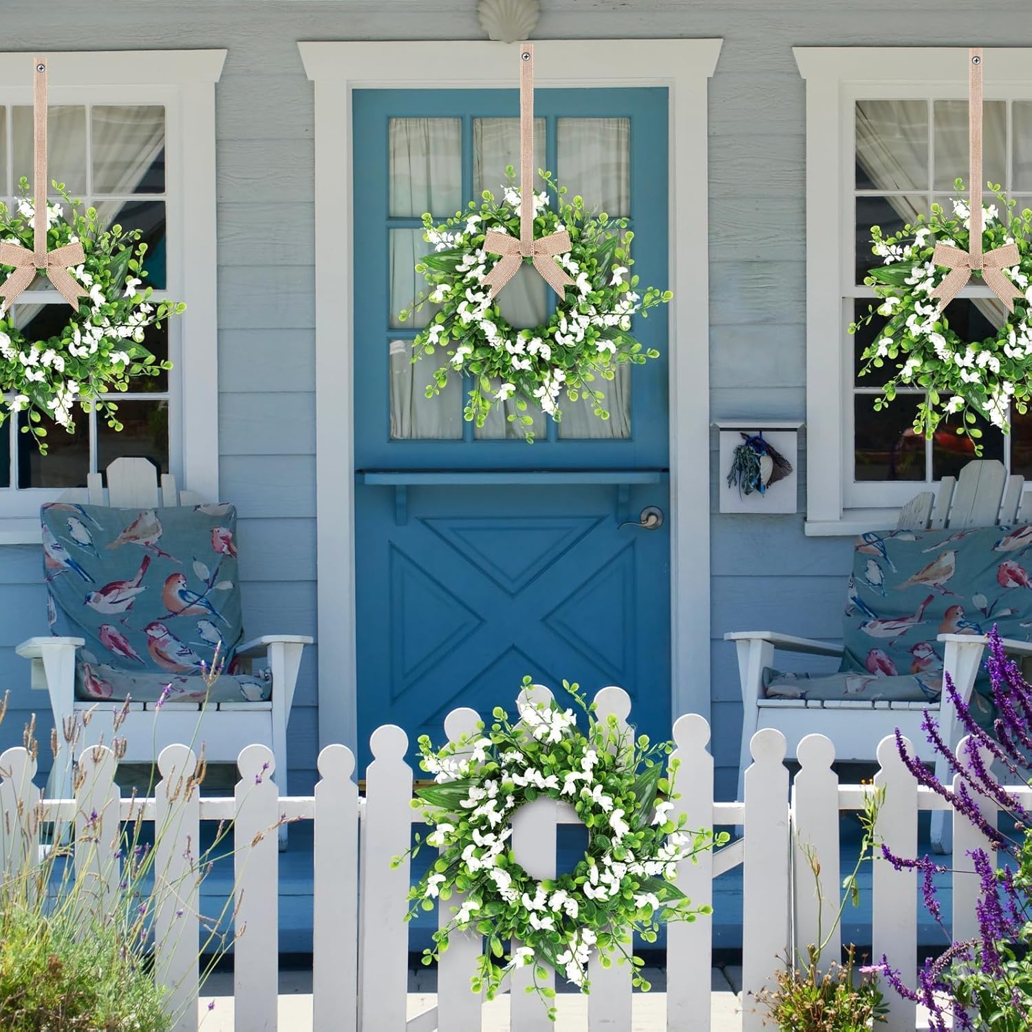 6 Pcs Artificial Forsythia Hanging Wreaths Spring Floral Decor for Front Door